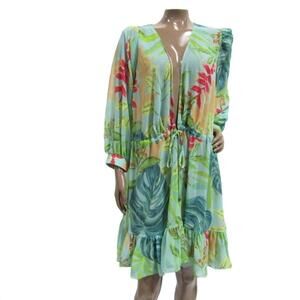 NEW PATBO x revolve tropicalia short kimono swim cover-up in island blue